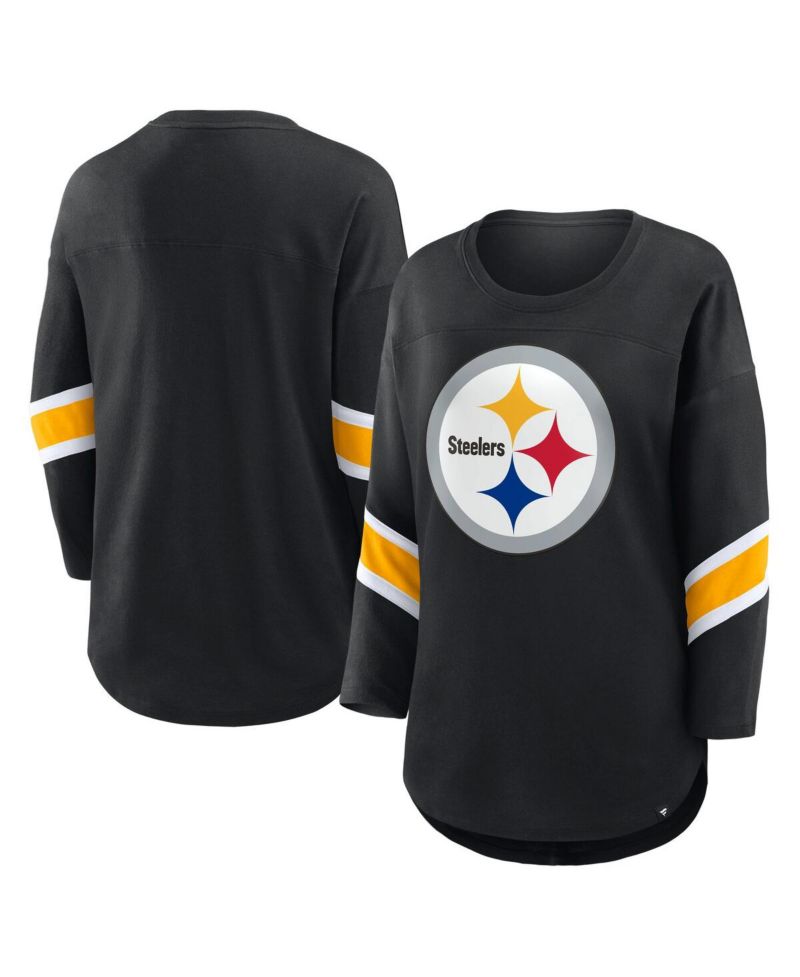 Women's Black Pittsburgh Steelers Redzone 3/4-Sleeve T-Shirt