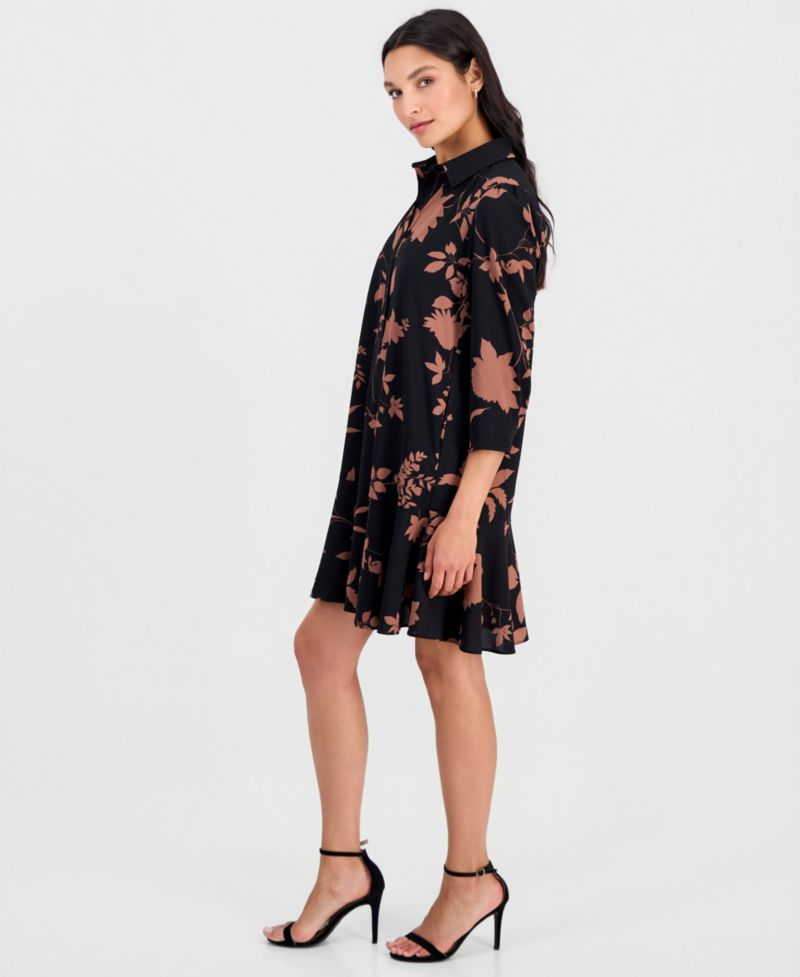 Women's Printed 3/4-Sleeve Shirtdress