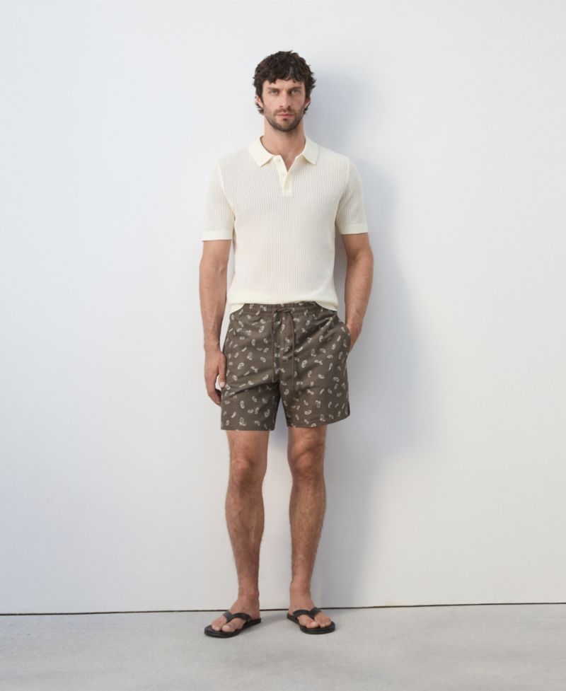 Men's Drawstring Printed Swimsuit