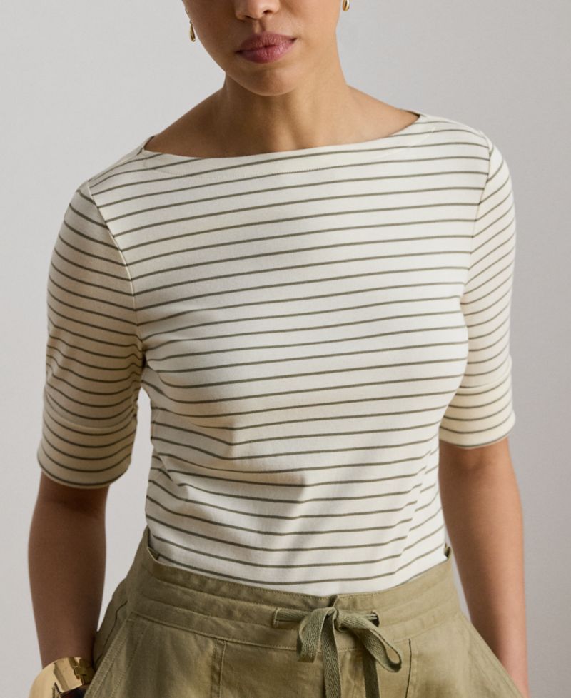Women's Striped Boat Neck Top