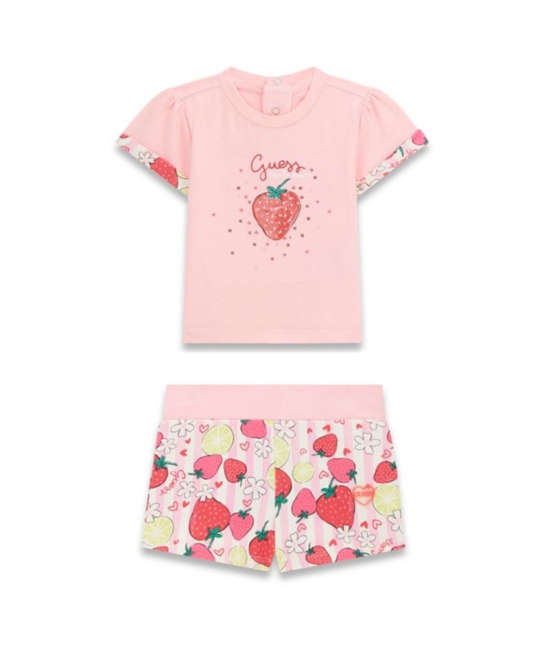 Baby Girls' Strawberry Lemonade Short-Sleeve T-Shirt and Shorts, 2-Piece Set