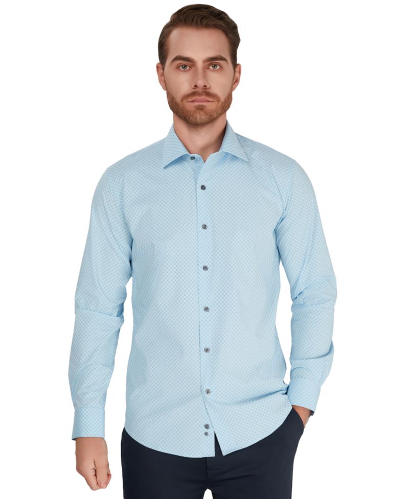Men's Geometric Print Slim-Fit Dress Shirt