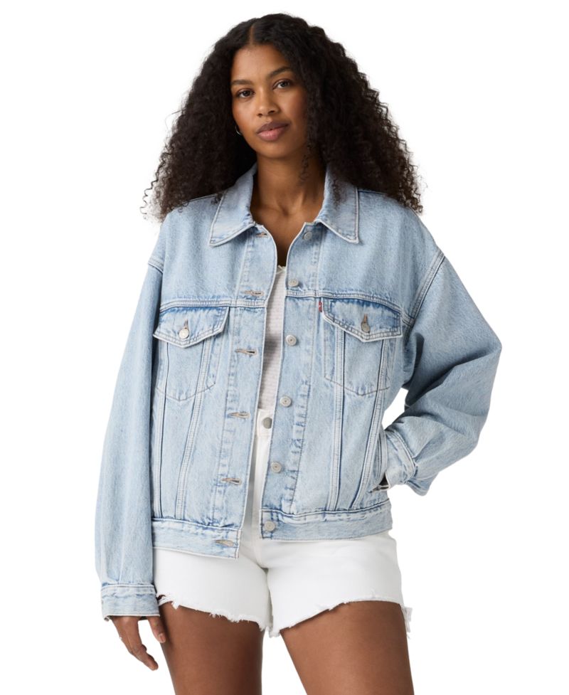 Plus Size '90s Cotton Denim Trucker Jacket