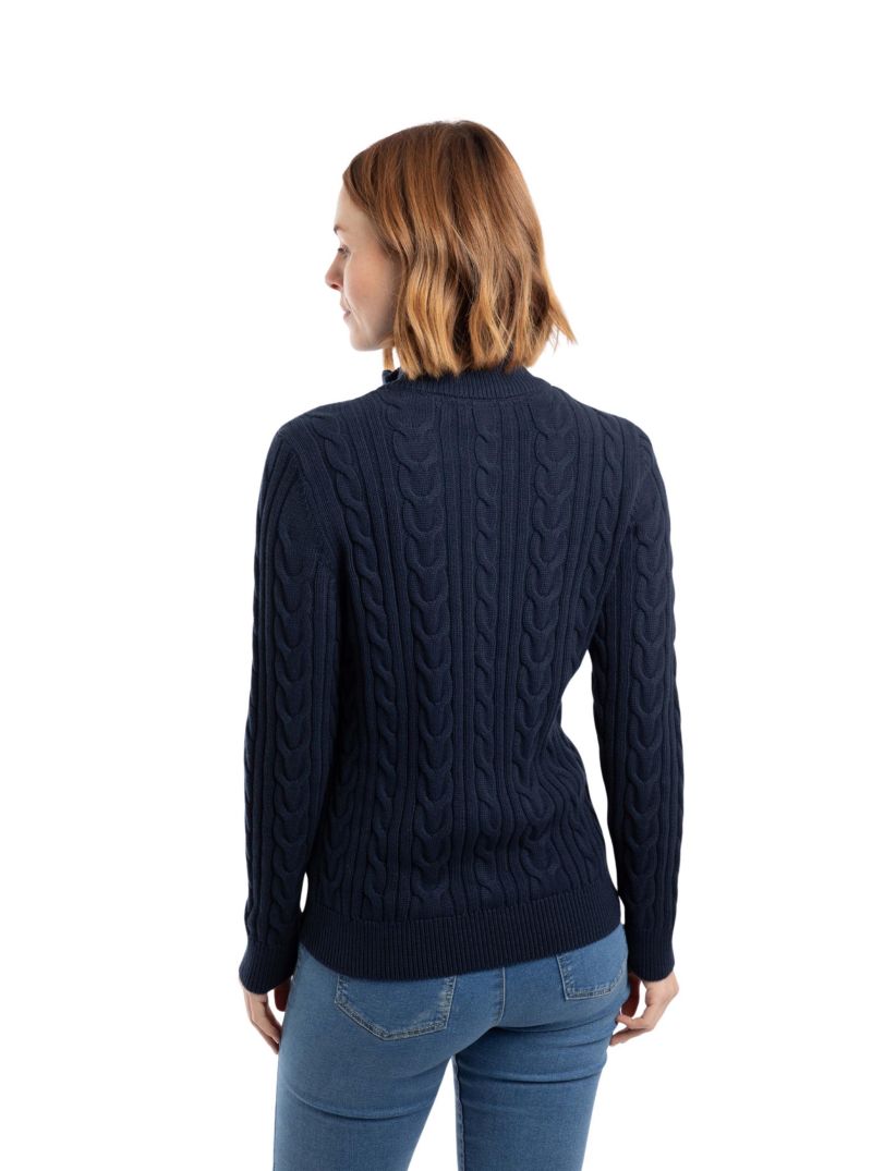 Women's Lunenne Cable-Knit Full-Zip Funnel-Neck Cardigan