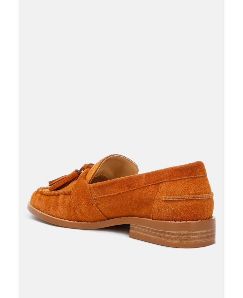 Rag and Co Womens Rhone Tassels Detail Suede Loafers