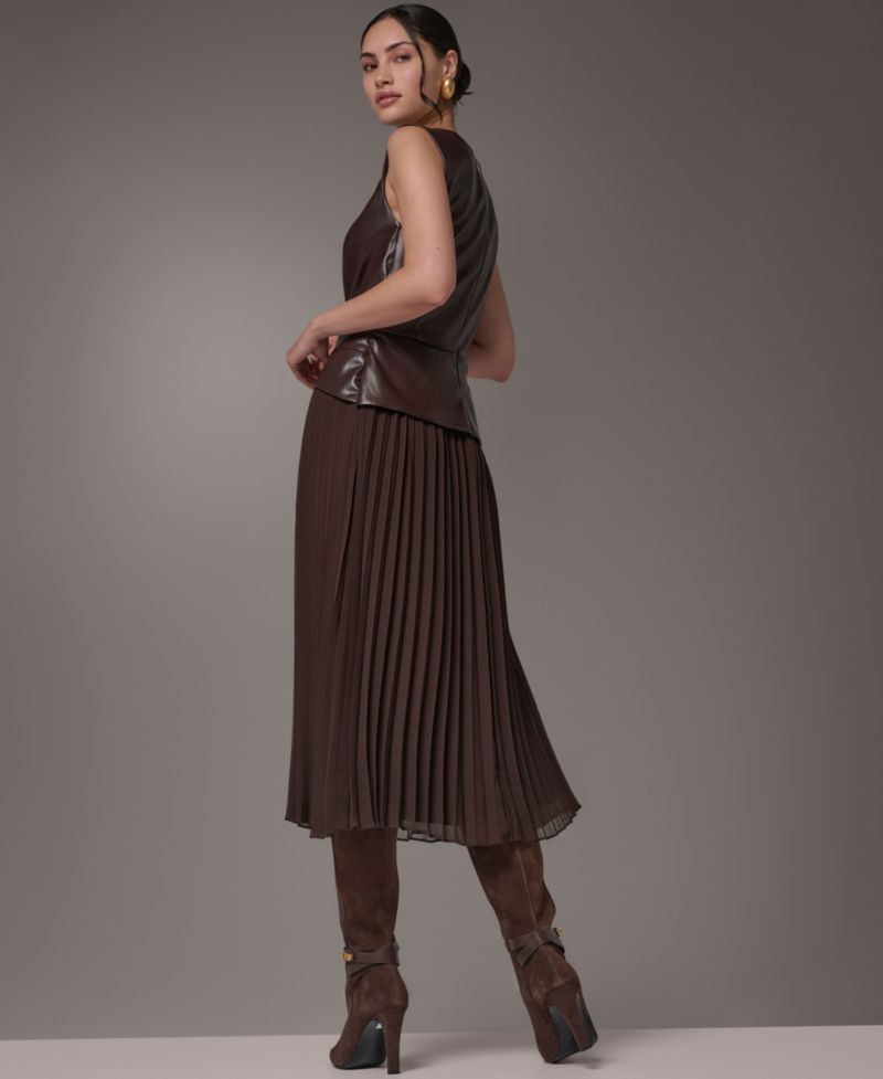 Petite Boat-Neck Faux-Wrap A-Line Midi Dress