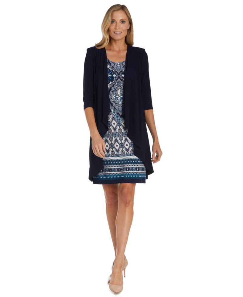 Women's Crew Neck Dress & Jacket, 2-Piece Set