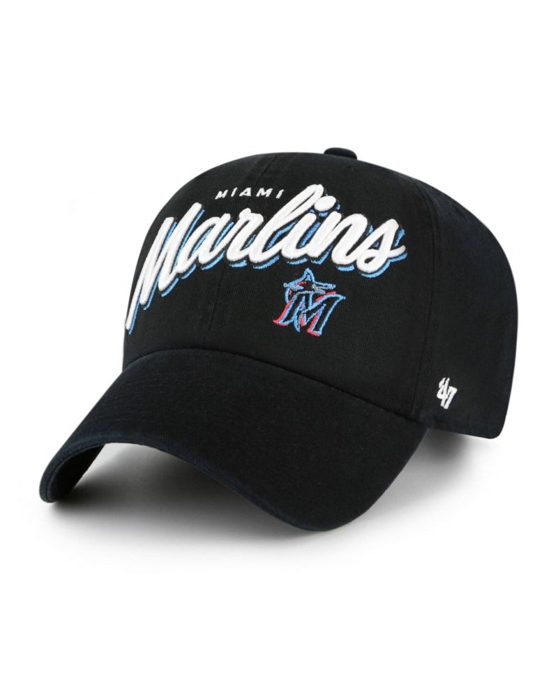 Women's Black Miami Marlins Ariana Clean Up Adjustable Hat