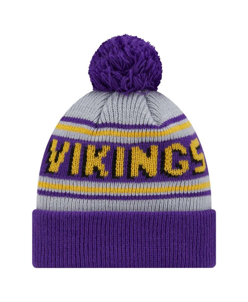 Big Boys and Girls Purple Minnesota Vikings Main Cuffed Knit with Pom Hat