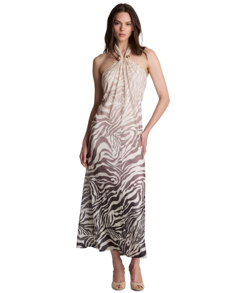 Women's Halter Neck Mesh Midi Dress