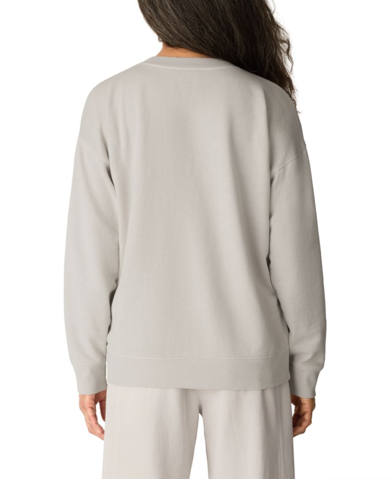Women's Oversized Long-Sleeve Cotton Garment-Dyed V-Neck Top