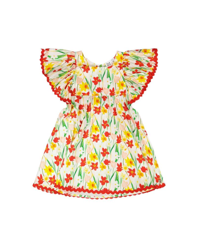 Toddler Girls Viscose Dress Daffodil Print