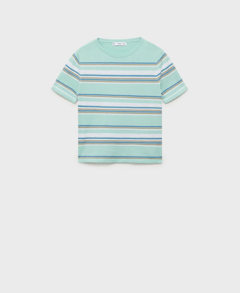Women's Combined Stripes Short-Sleeved Sweater