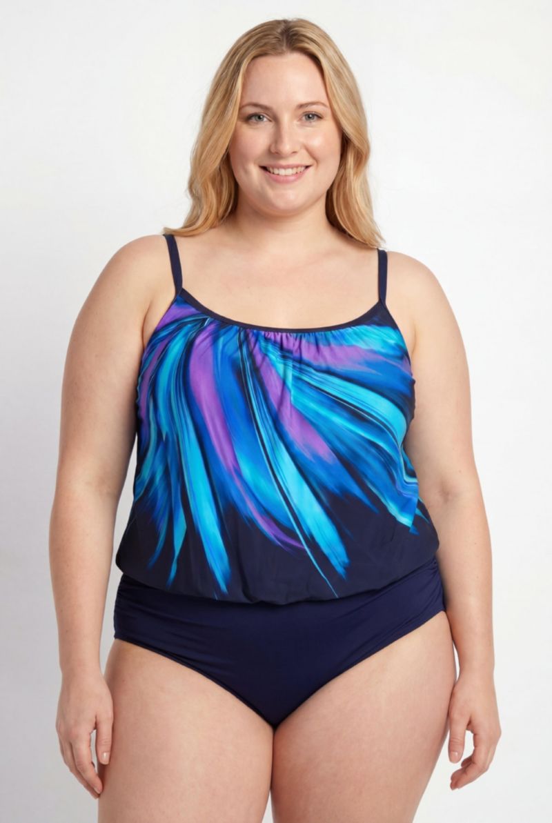 Women's Lightweight Scoop Neck Blouson Tankini Top