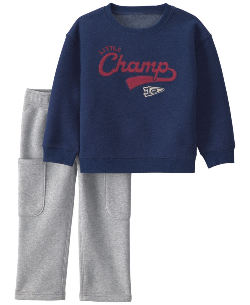 Baby Boys' Little Champ Football Fleece Long-Sleeve Sweatshirt and Pants, 2-Piece Set