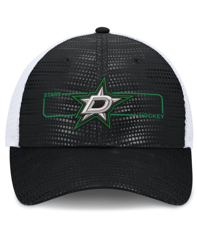 Men's Black Dallas Stars Authentic Pro Rink Boxed Logo Trucker Hat