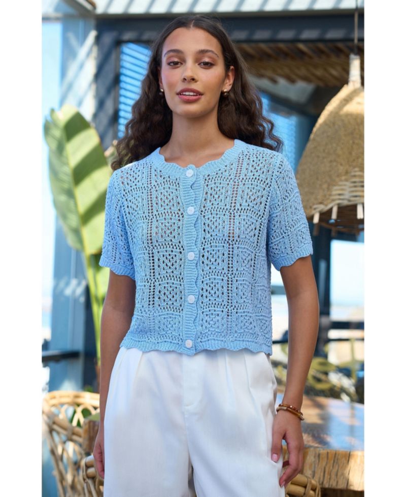 Women's Crochet Short Sleeve Cardigan