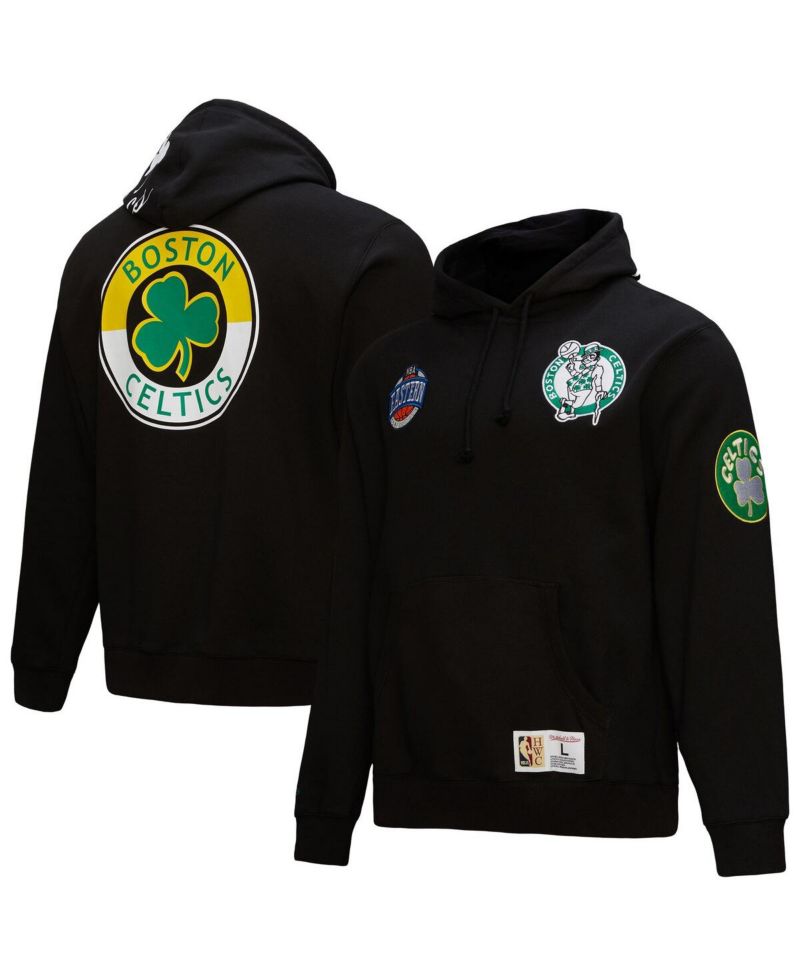 Men's Black Boston Celtics Hardwood Classics Blackout Collection Pullover Hoodie