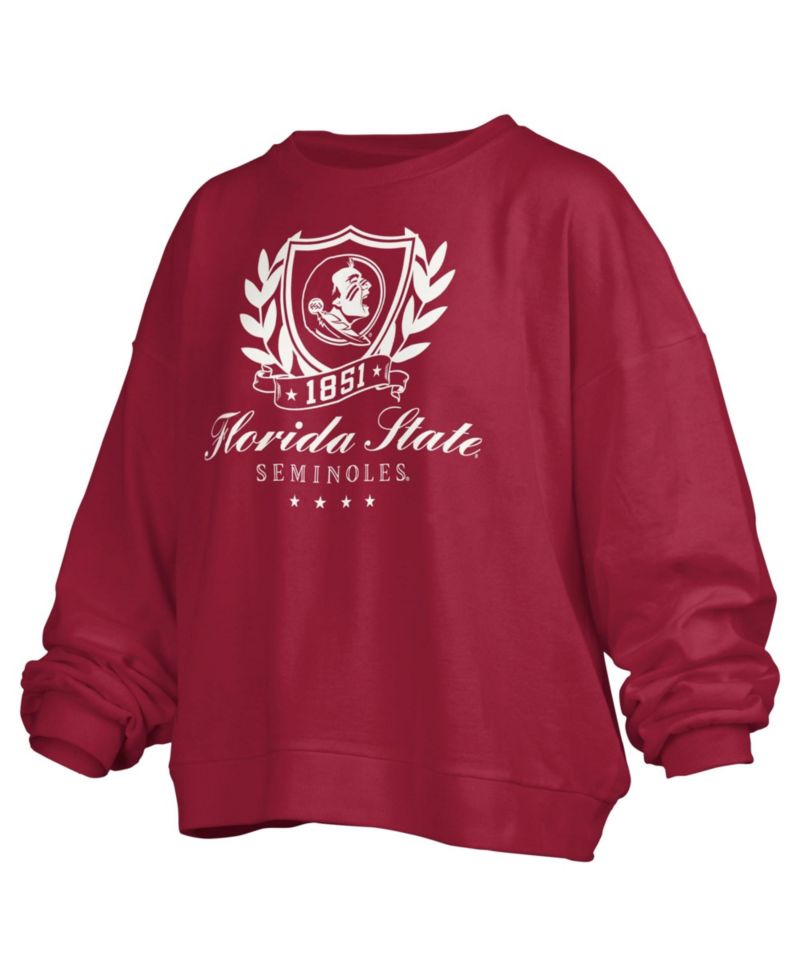 Women's Florida State Seminoles Janice Oversized Cropped-Hem Graphic Pullover Sweatshirt