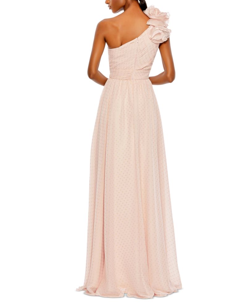 Women's Polka Dot Ruffled One Shoulder Gown