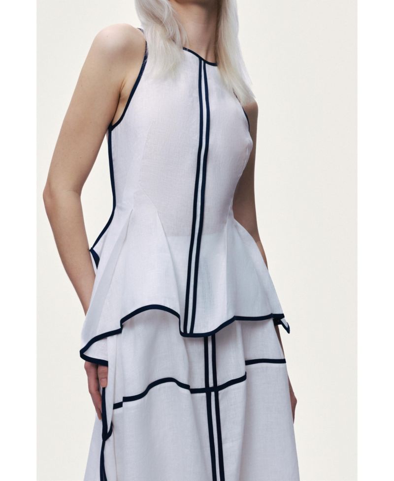 Women's Linen High-Waisted Asymmetric Hem Skirt