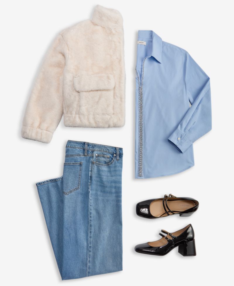 Women's Woven Solid Faux-Fur Bomber Jacket