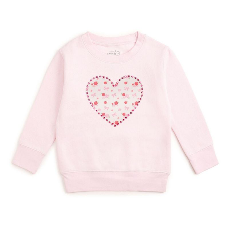 Big Girls Dainty Rose Pearl Heart Patch Sweatshirt