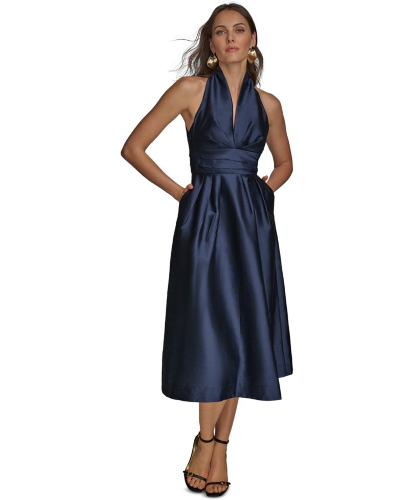 Women's A-Line Halter Midi Dress
