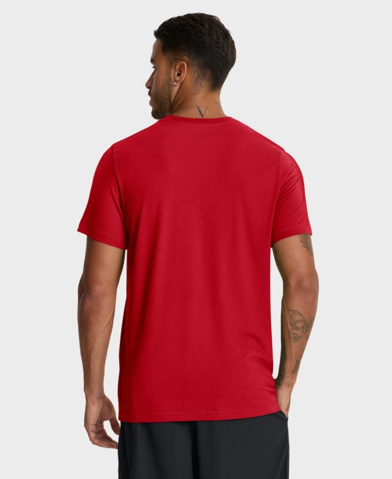 Men's Red Cleveland Guardians Tri-Blend Logo T-Shirt