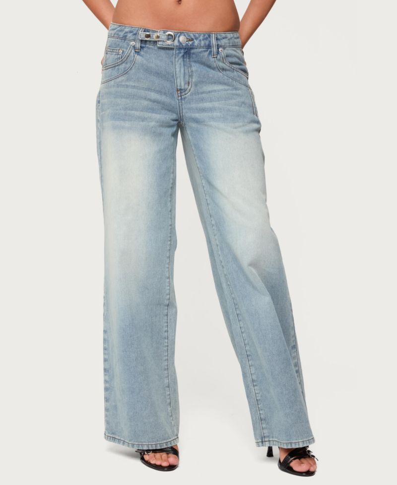 Women's Celia Grommet Washed Low Rise Jeans