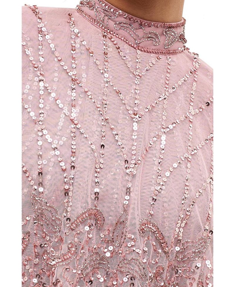 Women's Modest Cape Embellished Sequins Gown