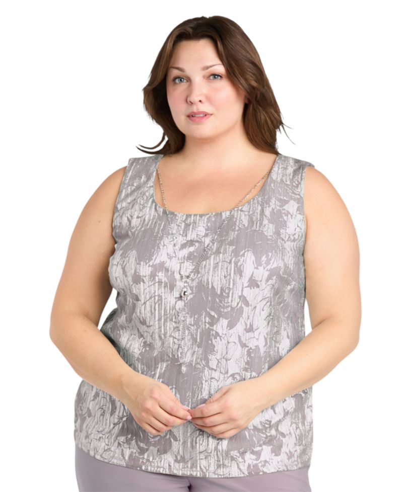 Plus Size 3-Pc. Embellished Jacket, Necklace Top & Pant Set