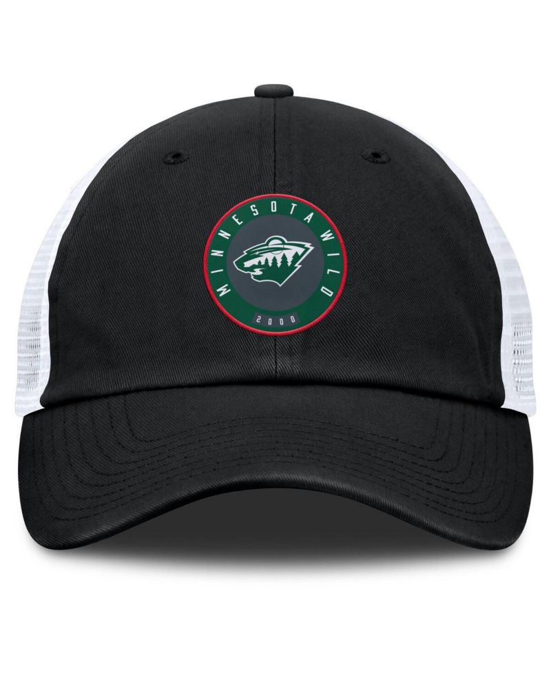 Men's Black/White Minnesota Wild Averie Trucker Adjustable Hat