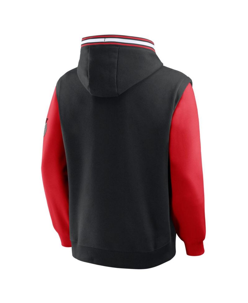 Men's Black/Red Portland Trail Blazers Half Court Shot Clock Fastbreak Hoodie