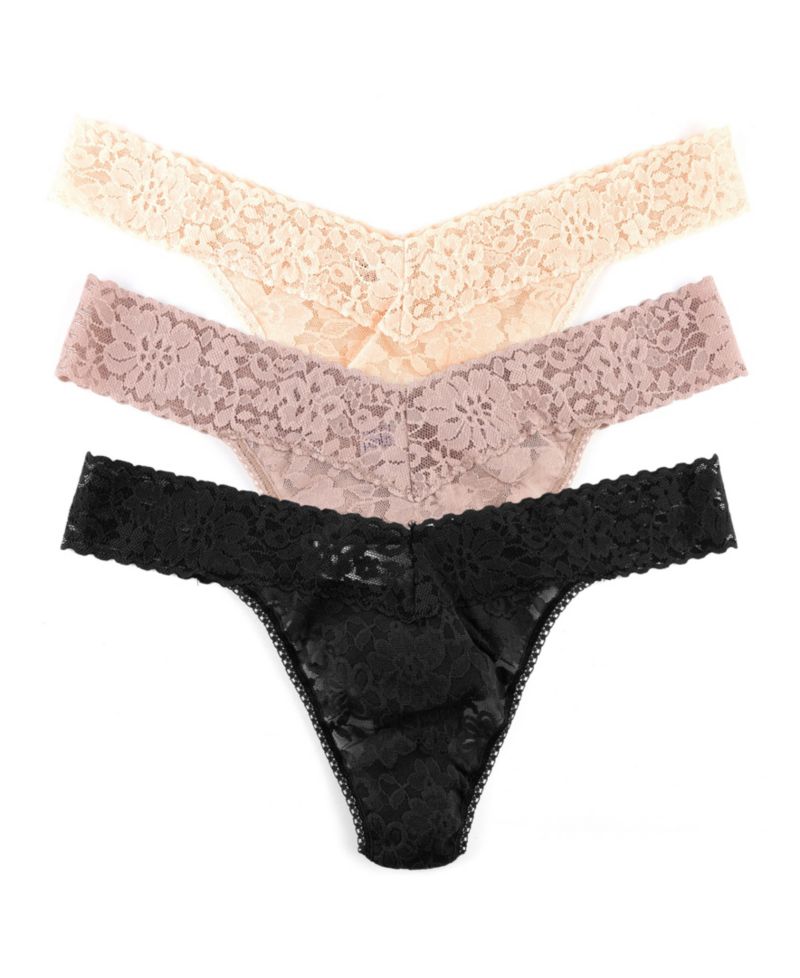Women's Daily Lace Original Rise Thong Underwear 3 Pack