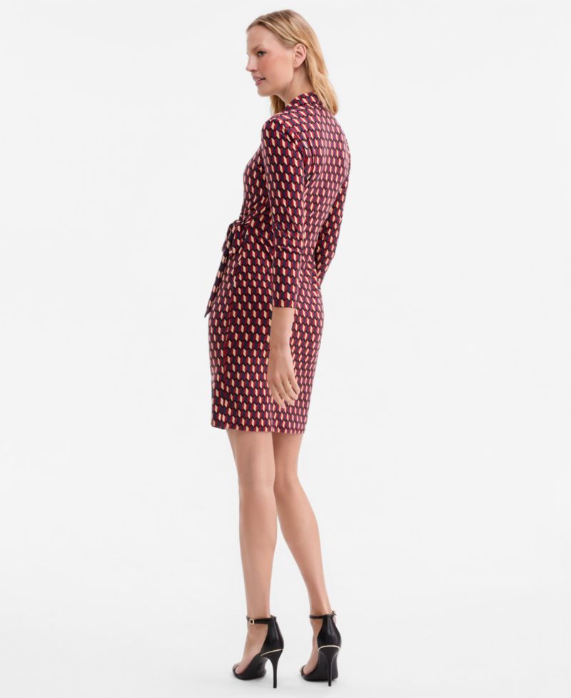 Petite Printed Faux-Wrap Tie-Waist Dress