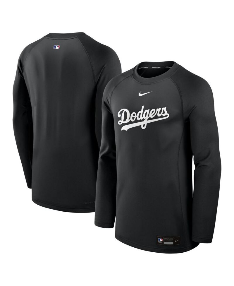 Men's Black Los Angeles Dodgers Authentic Collection Game Time Raglan Long Sleeve T-Shirt