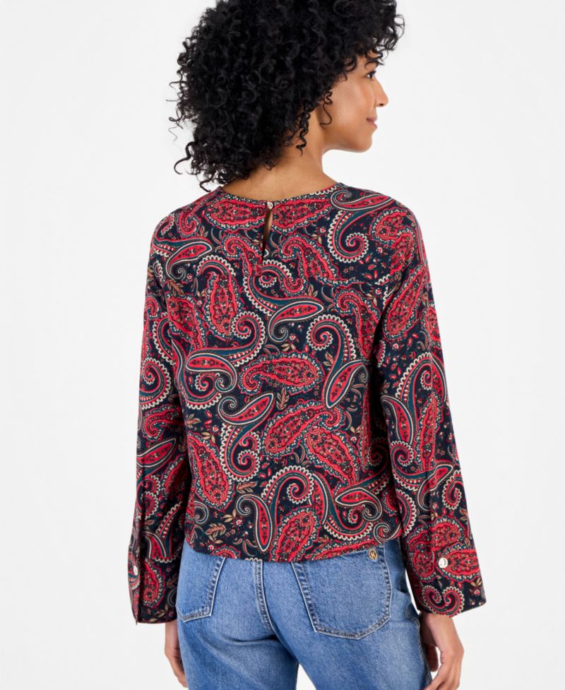Women's Paisley Roll-Cuff Blouse