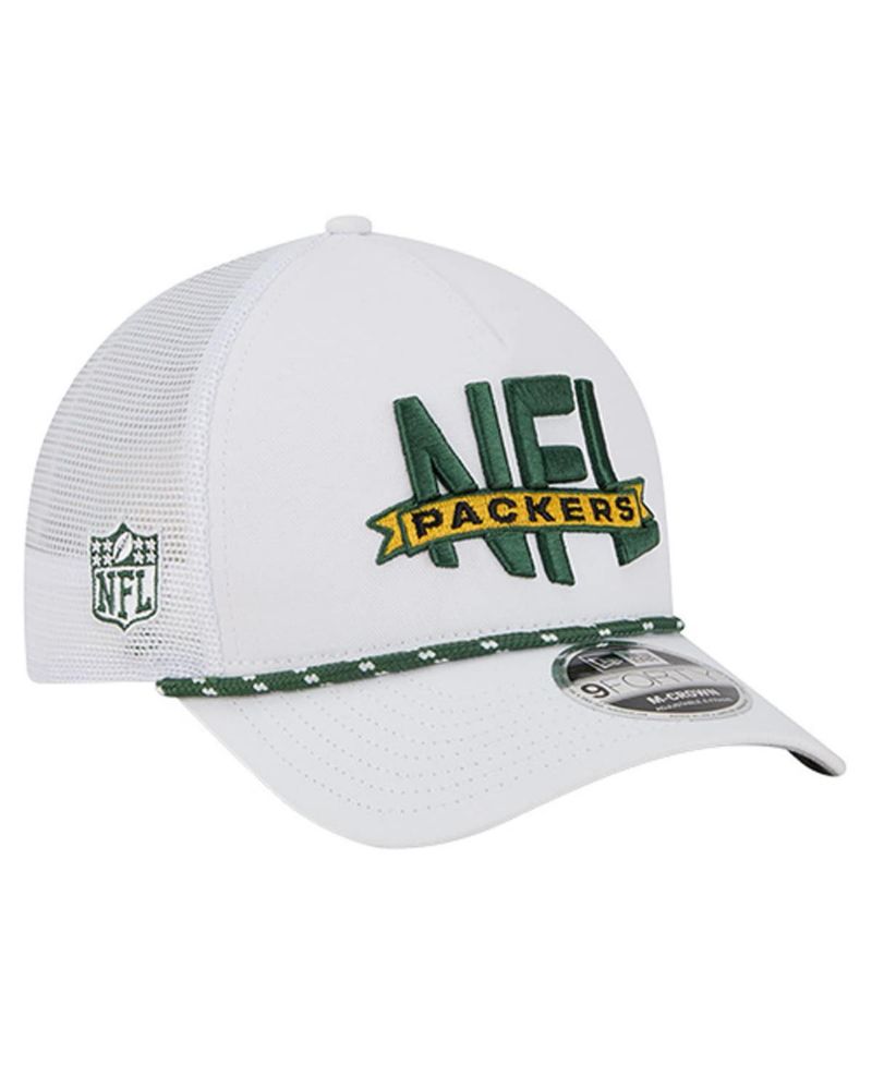 Men's White Green Bay Packers NFL 9FORTY A-Frame M-Crown Adjustable Trucker Hat