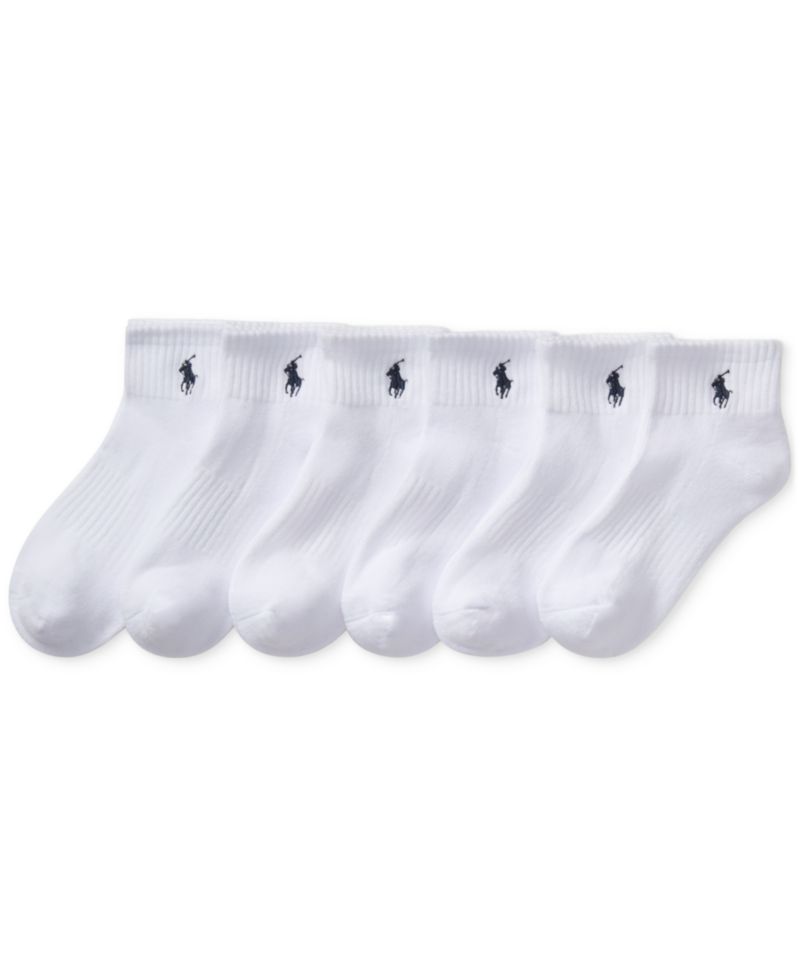 Little & Big Boys Solid Quarter Crew Socks, 6-Pack