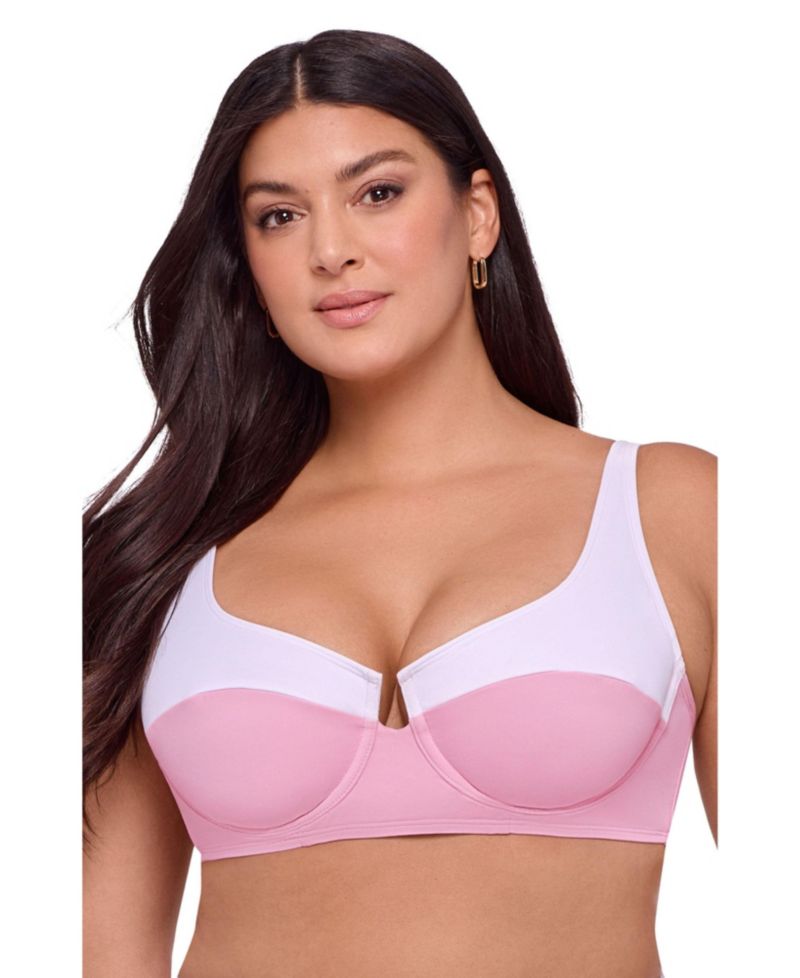 Women's Supportive Tall Underwire Colorblock Bikini Swimsuit Top