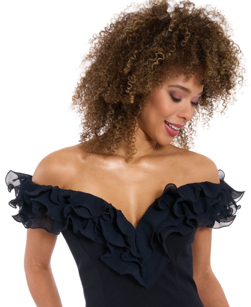 Plus Size Ruffle Organza Off-The-Shoulder Top