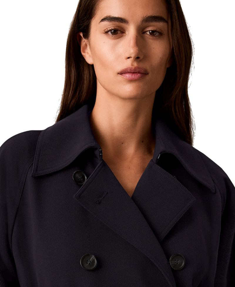 Petite Double-Breasted Belted Trench Coat