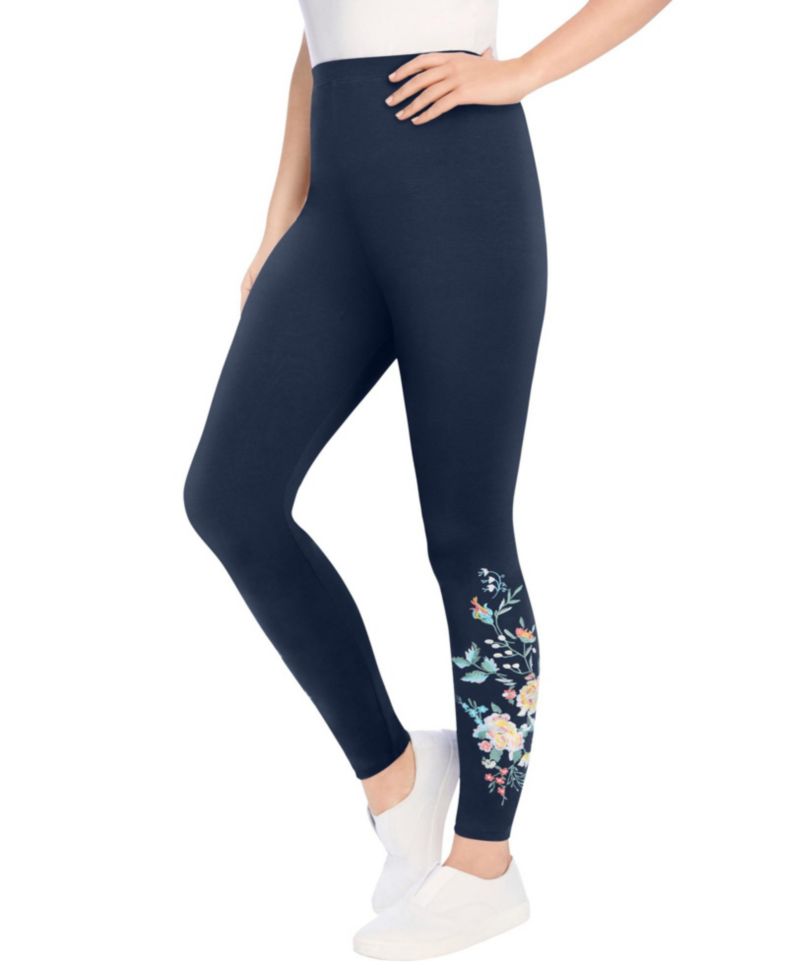 Women's Within Stretch-Cotton Knit Pull-On Embroidered Leggings
