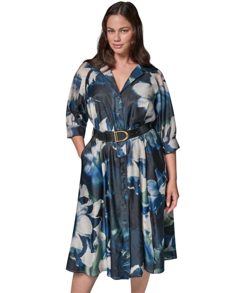 Petite Organza Printed Shirt Dress