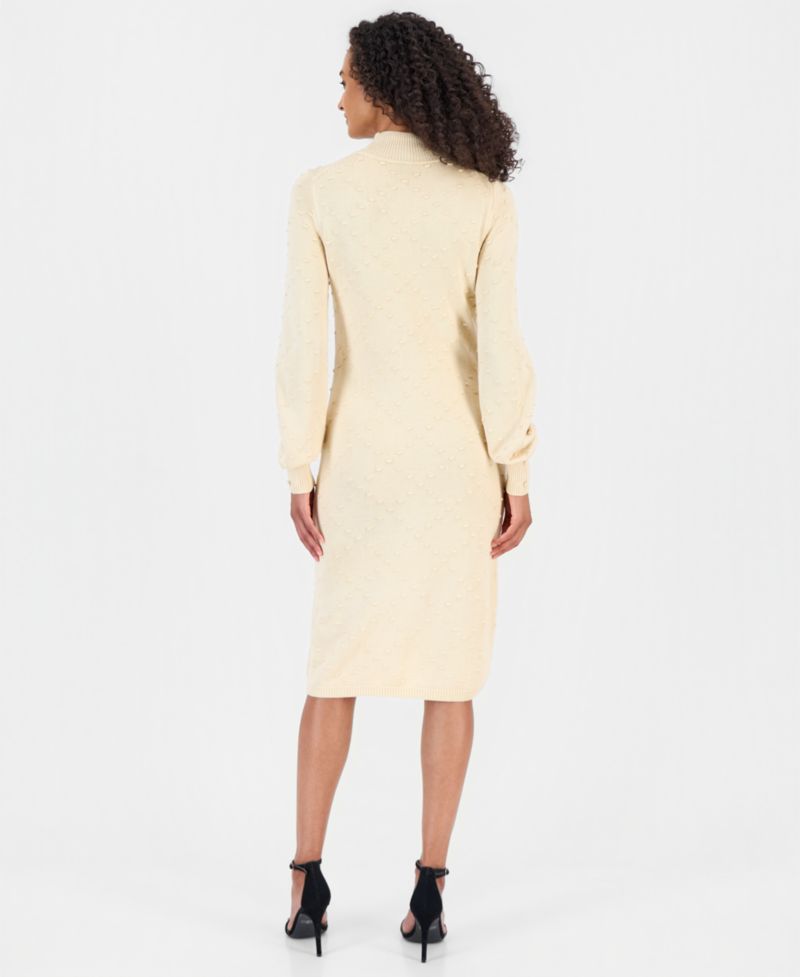 Women's Bobble Diamond Stitch Turtleneck Midi Dress