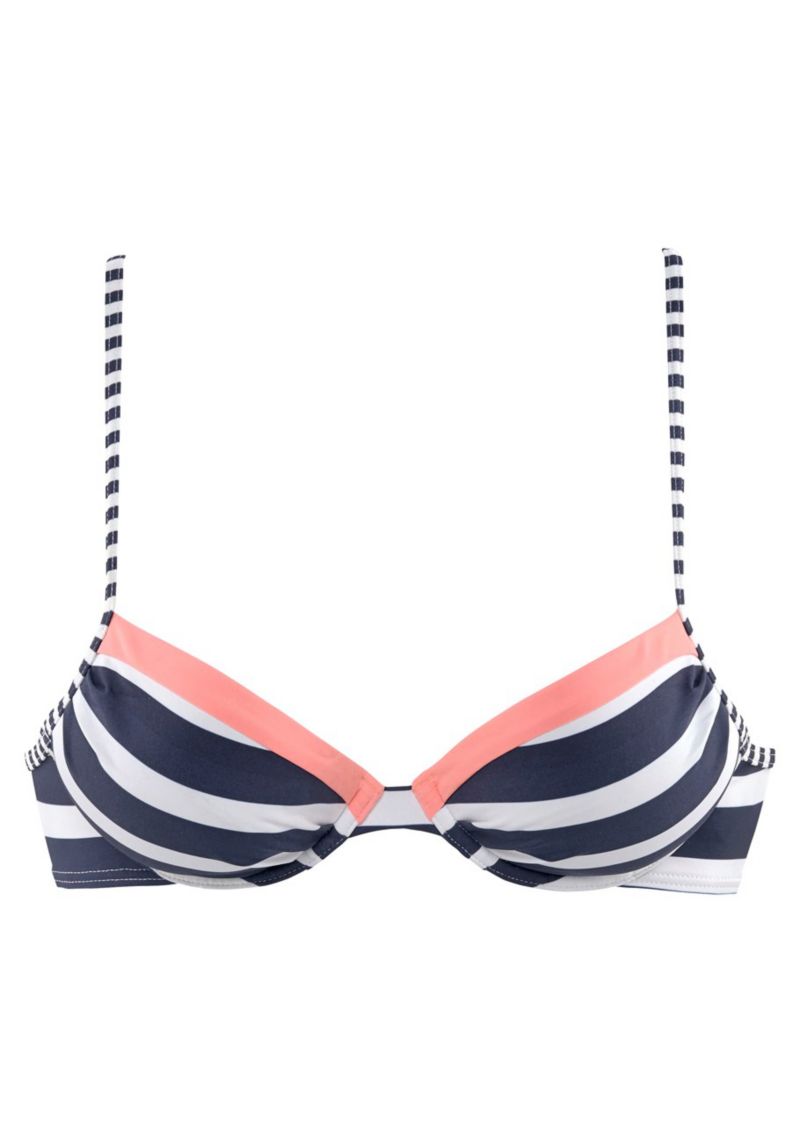 Women's Striped Removable Pads Push-Up Bikini Top