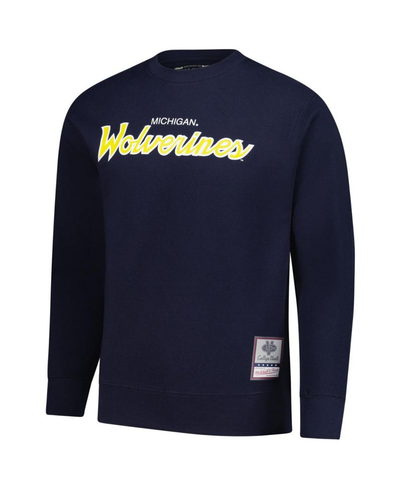 Men's Navy Michigan Wolverines Elite Script Pullover Sweatshirt