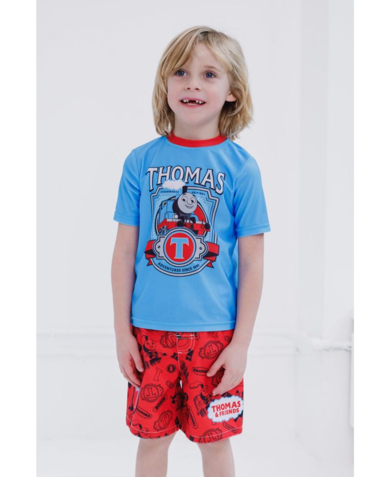 Little Boys Rash Guard and Swim Trunks Outfit Set