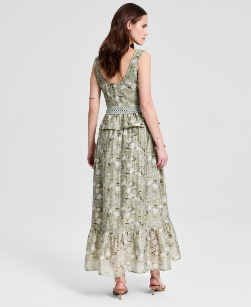 Women's Corset Peplum Maxi Dress